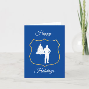 Gold Police Shield Outline Christmas Card