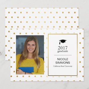 Gold Polka Dot Graduate Photo Card