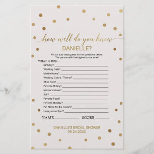 Gold Polka Dot How Well Do You Know The Bride Game