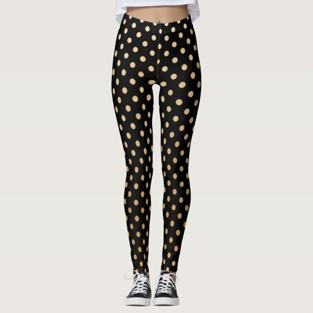 Gold Polka Dot leggings with customisable colour! (Front)