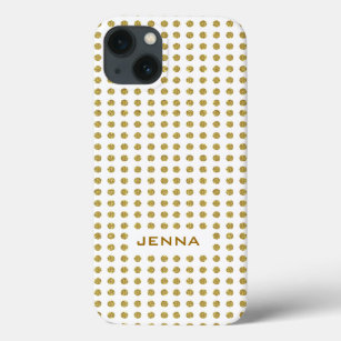 Gold Polka Dot Over White Background iPhone 13 Case