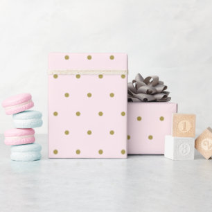 Gold Polka Dot Pattern Blush Pink Wrapping Paper