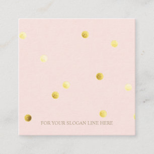 Gold Polka Dot Pattern Pink Square Business Card