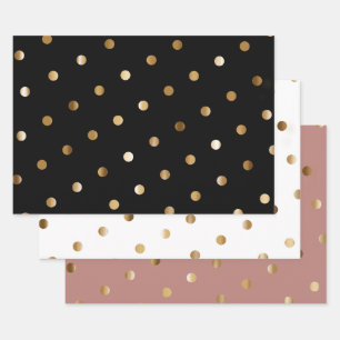 Gold Polka Dot Pattern Wrapping Paper Sheet