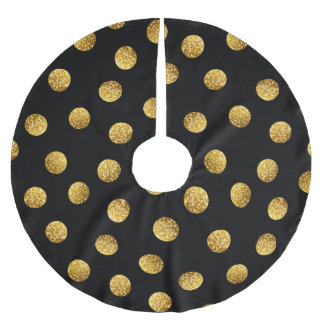 Gold Polka Dot: Sparkling Seamless. Brushed Polyester Tree Skirt