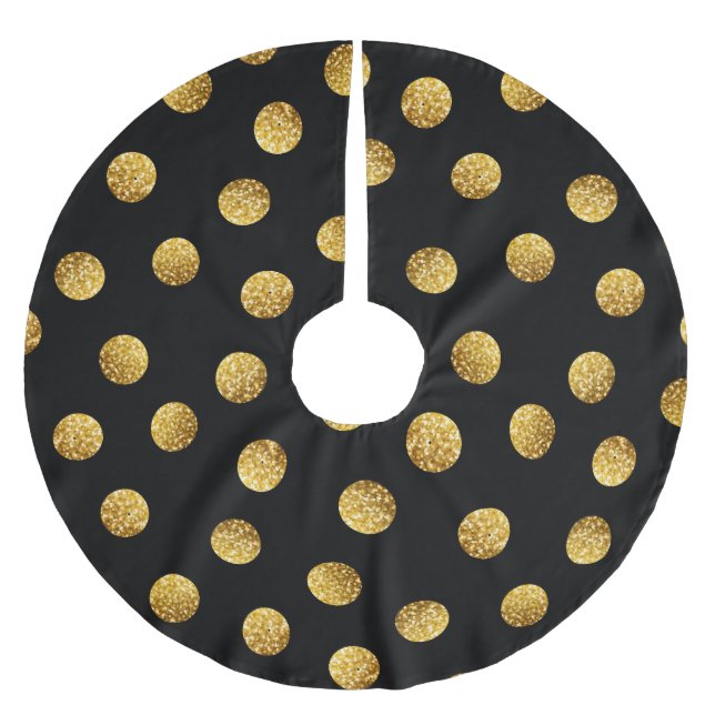 Gold Polka Dot: Sparkling Seamless. Brushed Polyester Tree Skirt (Front)