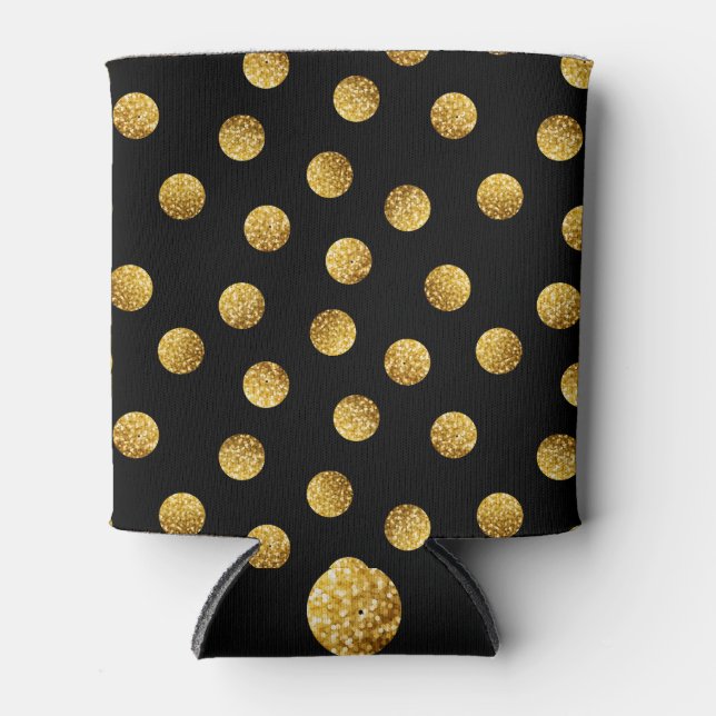 Gold Polka Dot: Sparkling Seamless. Can Cooler (Front)