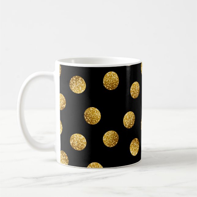 Gold Polka Dot: Sparkling Seamless. Coffee Mug (Left)
