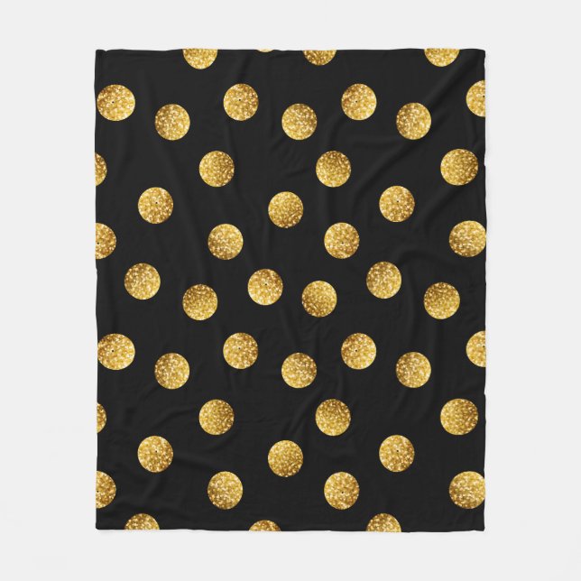 Gold Polka Dot: Sparkling Seamless. Fleece Blanket (Front)