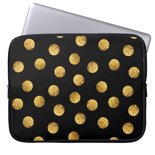 Gold Polka Dot: Sparkling Seamless. Laptop Sleeve (Front)