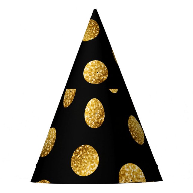 Gold Polka Dot: Sparkling Seamless. Party Hat (Front)