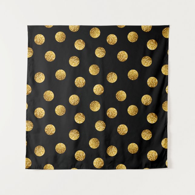 Gold Polka Dot: Sparkling Seamless. Tapestry (Front)