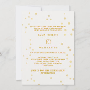 Gold Polka Dot Wedding Invitation