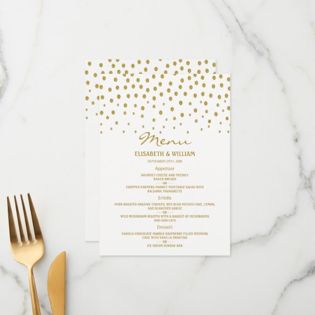 Gold Polka Dot Wedding Menu (Front/Back In Situ)