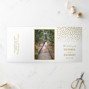 Gold Polka Dot Wedding Suite Tri-Fold Invitation