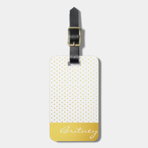 Gold polka dots and monogram - custom luggage tag