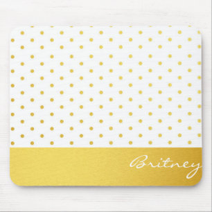 Gold polka dots and monogram - custom mouse pad