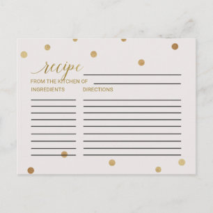 Gold Polka Dots Bridal Shower Recipe Cards