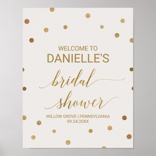 Gold Polka Dots Bridal Shower Welcome Poster