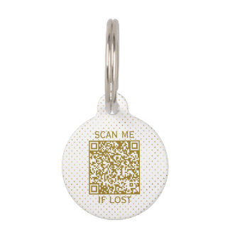 Gold Polka Dots Custom QR Code Custom Pet ID Tag
