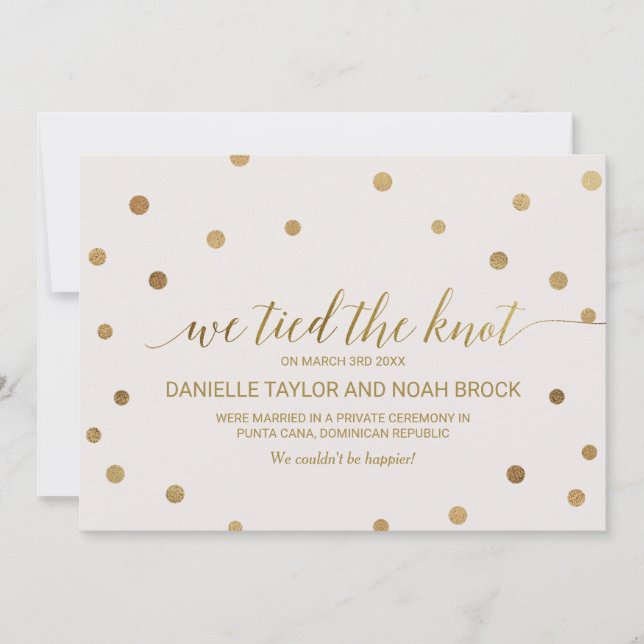Gold Polka Dots Elopement Announcement (Front)