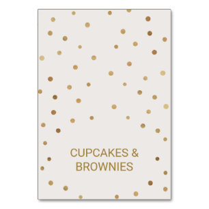 Gold Polka Dots Food Tent Cards
