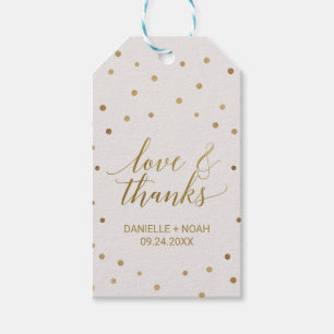 Gold Polka Dots "Love & Thanks" Favour Tags