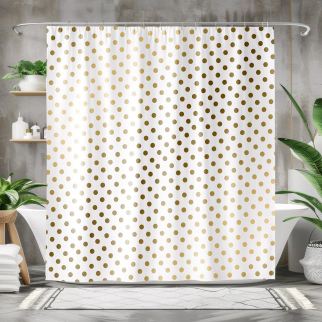 Gold Polka Dots Modern Geometric Pattern Shower Curtain (Creator Uploaded)