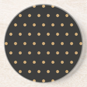 Gold Polka Dots on Black Sandstone Coaster