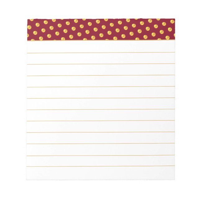 Gold Polka Dots on Maroon & White Notepad (Front)