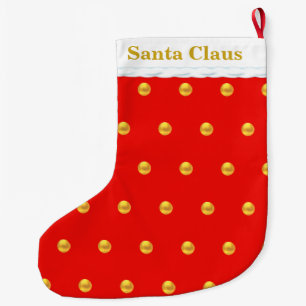 Gold Polka Dots on Red Large Christmas Stocking