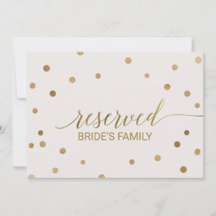 Gold Polka Dots "Reserved" Sign Invitation