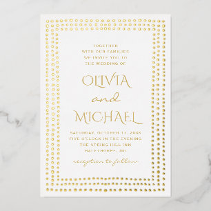 Gold polka dots wedding. Elegant simple geometric