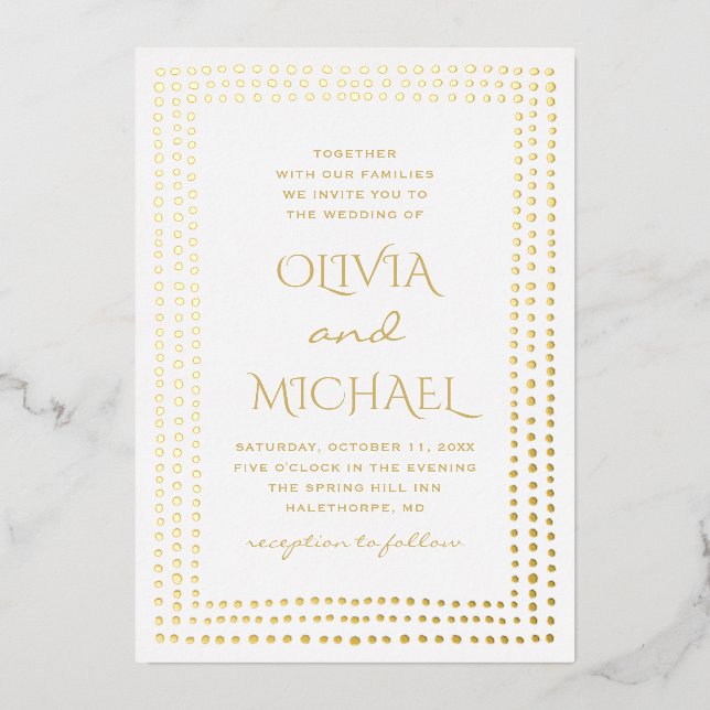 Gold polka dots wedding. Elegant simple geometric (Front)
