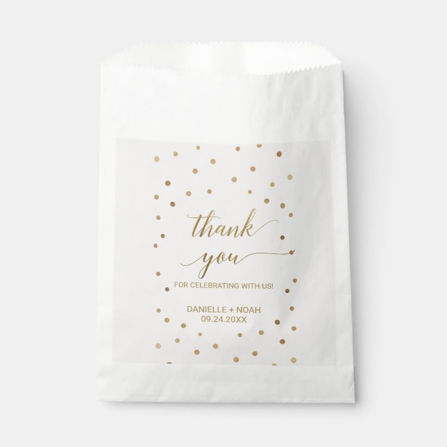 Gold Polka Dots Wedding Favour Bags (Front)