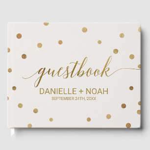 Gold Polka Dots Wedding Guest Book