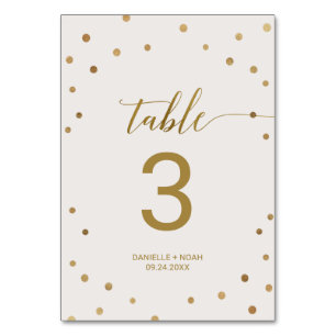 Gold Polka Dots Wedding Table Number