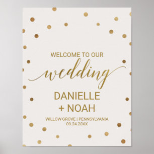 Gold Polka Dots Wedding Welcome Poster