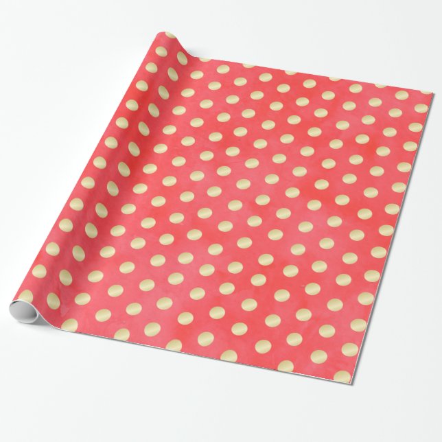 Gold Polka Dots Wrapping Paper (Unrolled)