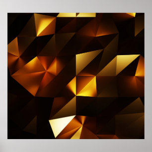 Gold Polygon: 3D Abstract Rendering Poster