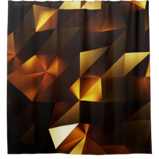 Gold Polygon: 3D Abstract Rendering Shower Curtain