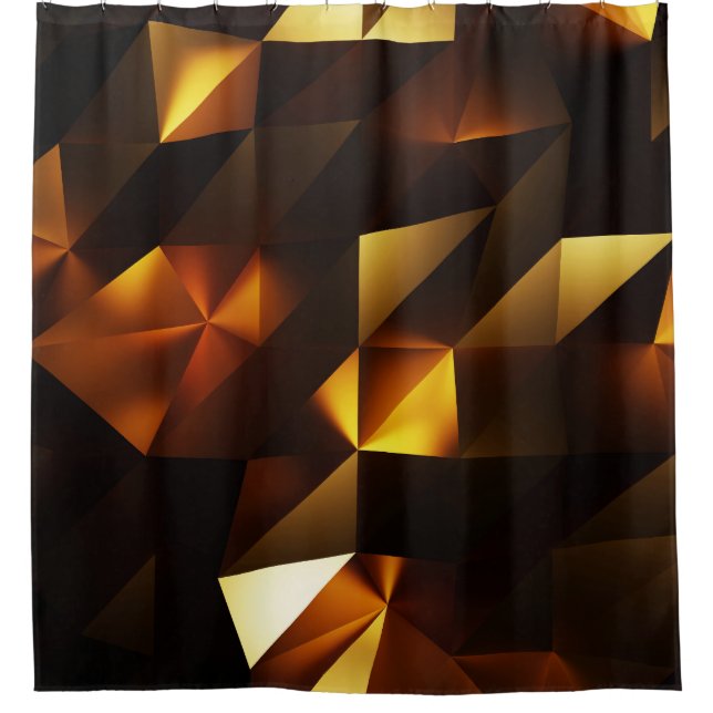 Gold Polygon: 3D Abstract Rendering Shower Curtain (Front)