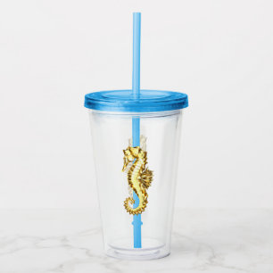 Gold Polygonal Seahorse Acrylic Tumbler