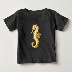 Gold Polygonal Seahorse Baby T-Shirt