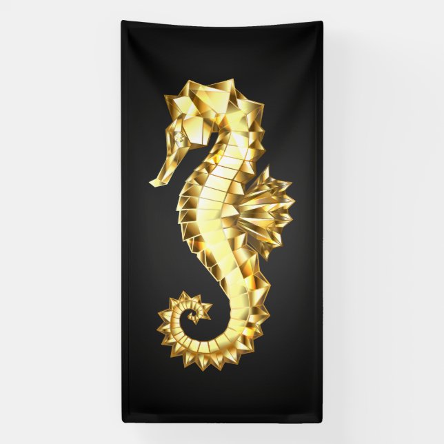 Gold Polygonal Seahorse Banner (Vertical)