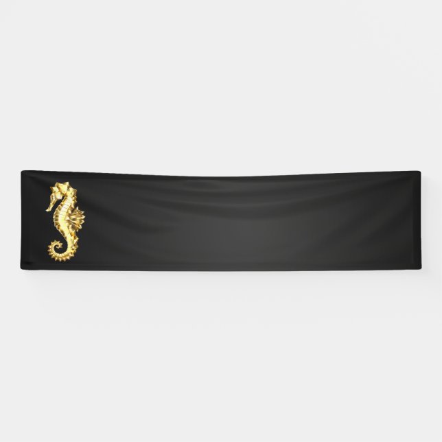 Gold Polygonal Seahorse Banner (Horizontal)