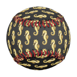 Gold Polygonal Seahorse Baseball
