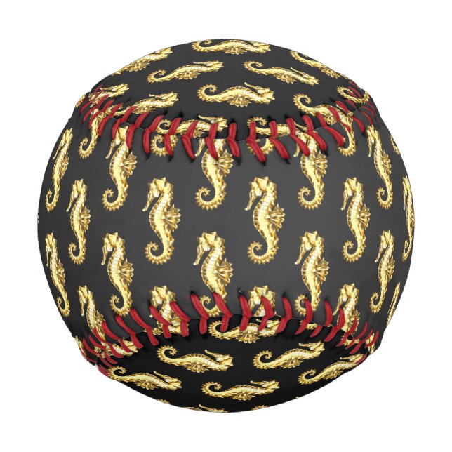 Gold Polygonal Seahorse Baseball (Front)