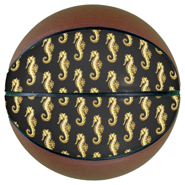 Gold Polygonal Seahorse Basketball (Front)