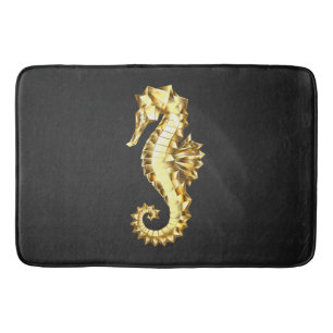 Gold Polygonal Seahorse Bath Mat